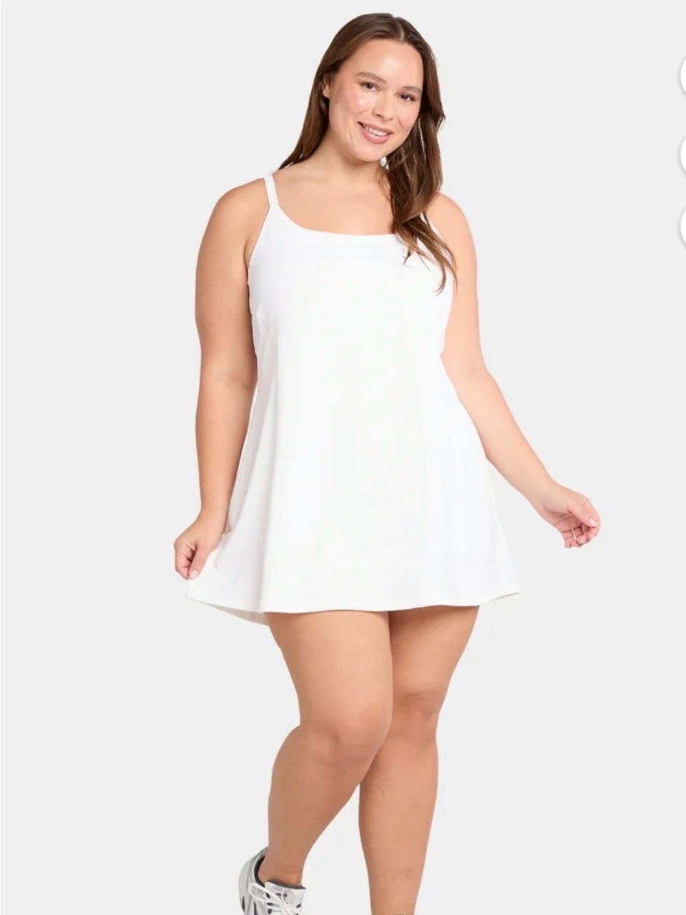 JOYLAB Cream PLUS SIZE Tank Dress With BUILT IN BRA & SHORTS With POCKETS